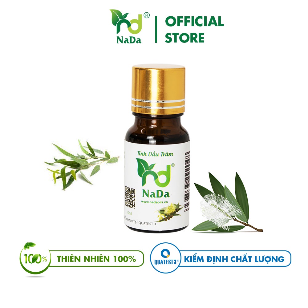 10 Gói lá xông + 3 chai Tinh dầu: Sả chanh, Bạc hà, Tràm Nada Oils | Nguyên chất 100% từ thiên nhiên