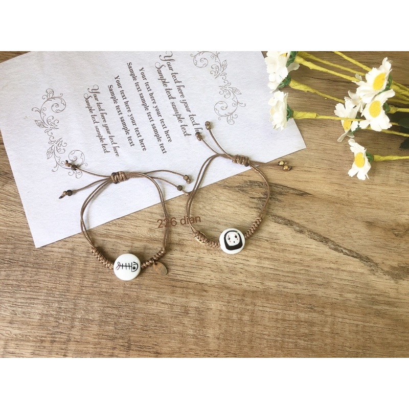 Vòng gốm handmade mèo, xương cá, vô diện