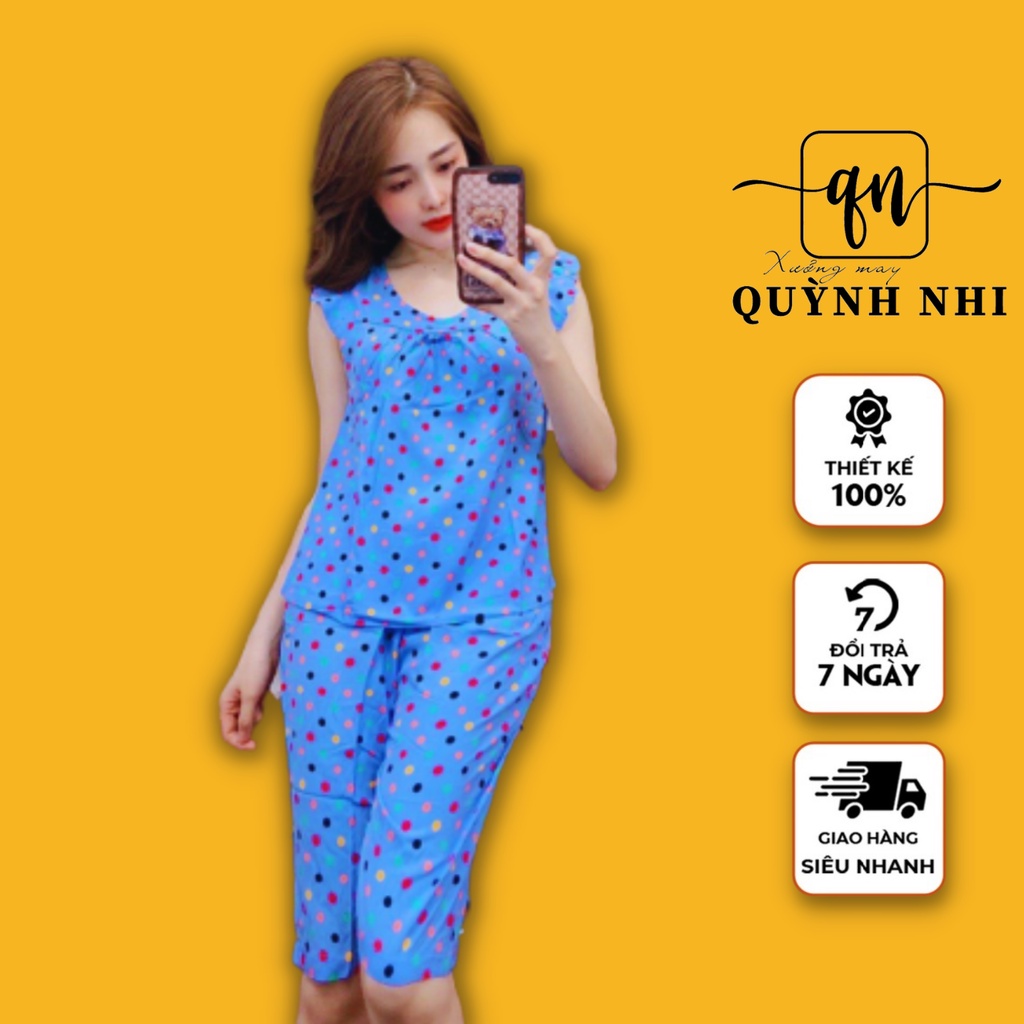 Đồ bộ tole nữ mặc nhà, đồ ngủ nữ họa tiết chấm bi size 44-75kg, ảnh video thật TL52A