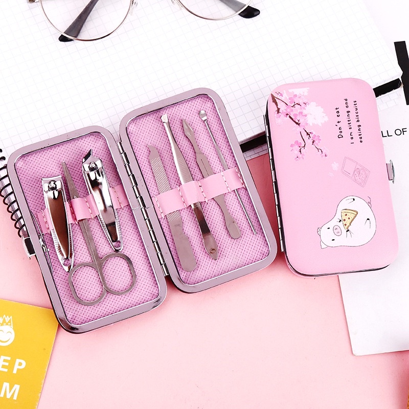 Xả Kho❤️Bộ 7 dụng cụ làm móng có hộp Cute Dũa bấm móng tay