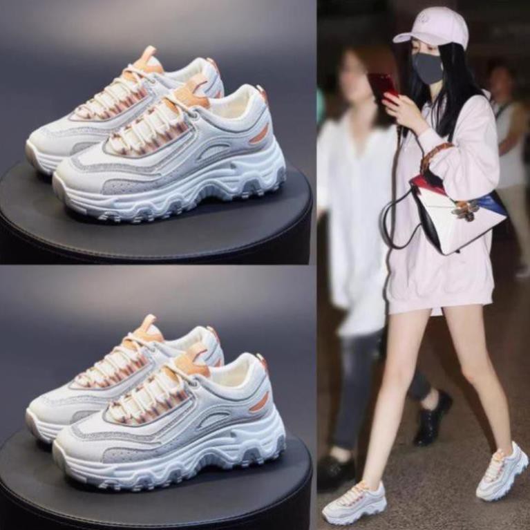 Sneaker/ Giày Sneaker/ Giày Sneaker Nữ Phối Màu Hai Màu Cam Hồng Cao 3Cm Cực Xinh, Nhanh Nhẹn Cho Mùa Hè Năng Động