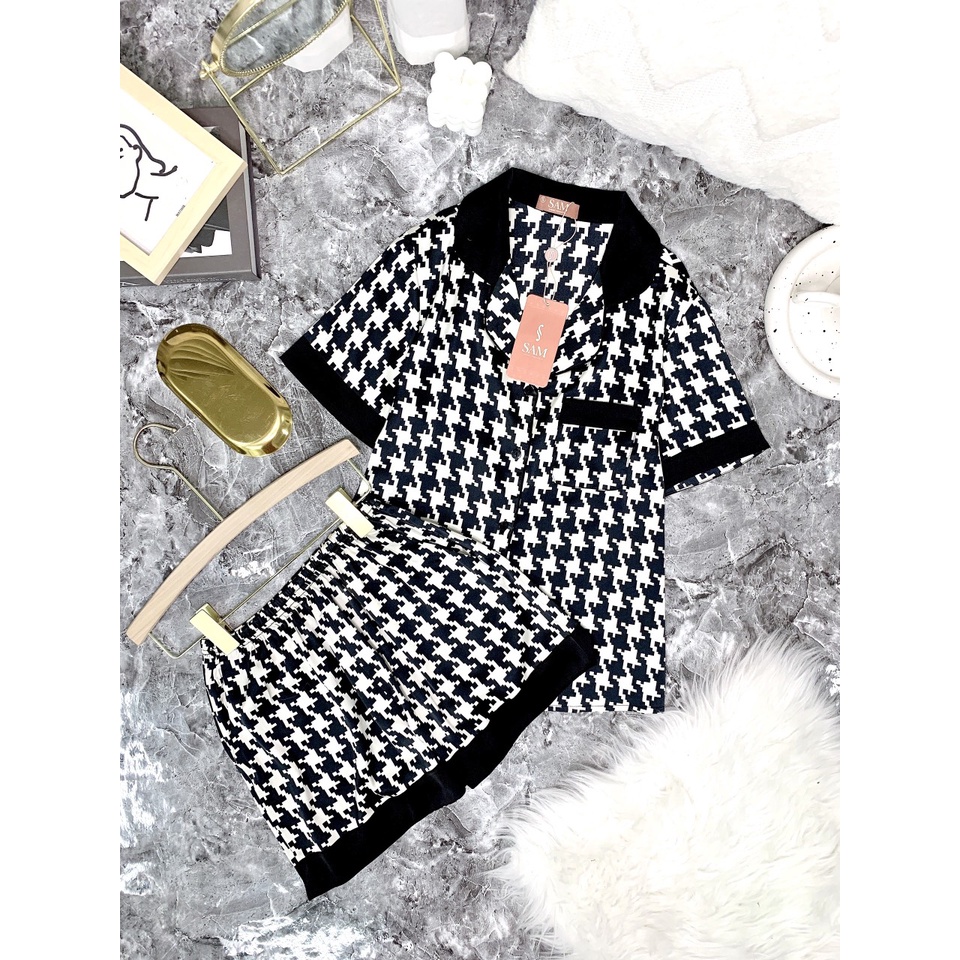 Bộ đồ pijama mặc nhà Sam, bộ ngủ dáng áo cộc quần đùi thỏa mái cho mùa hè, họa tiết nanh sói cực kì sang chảnh