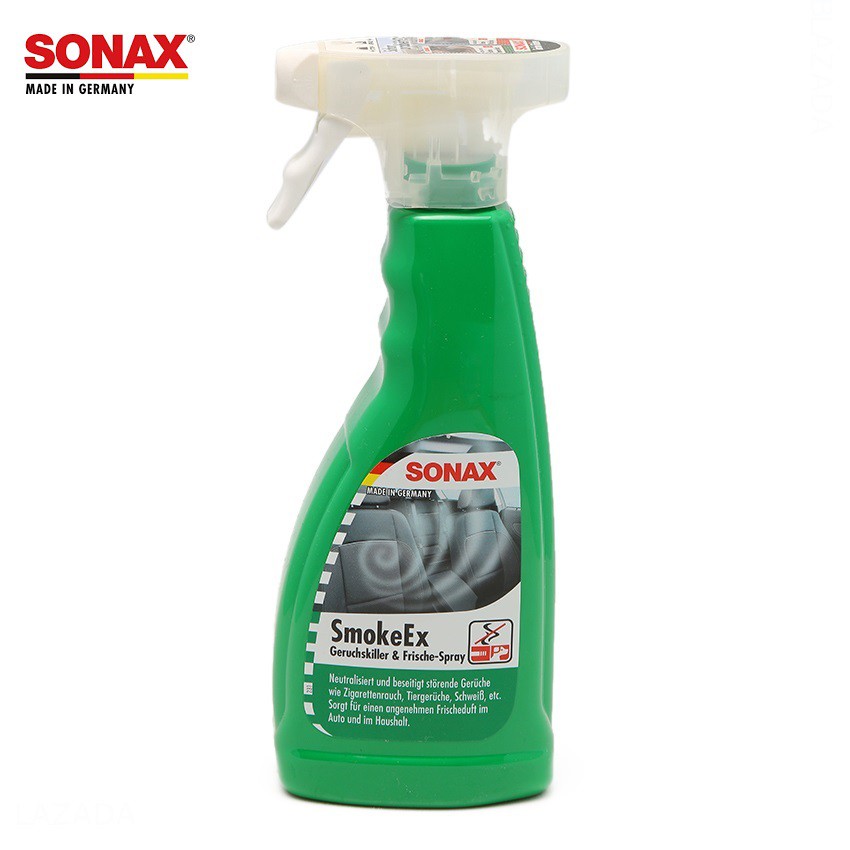 Dung Dịch Khử Mùi Nội Thất SONAX SmokeEx 500ml 292241 làm trung hòa, loại bỏ các mùi khó chịu khác, mùi thơm mát dễ dịu.