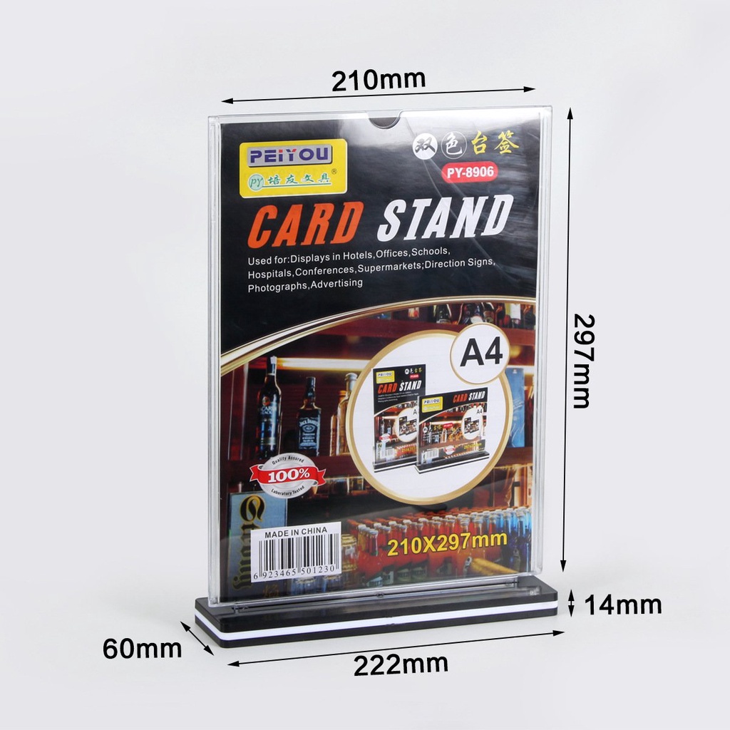 Menu mica đủ kích thước A4,A5,A6, A7,B6 Kệ menu đế lùa trong suốt, bảng mica đẹp