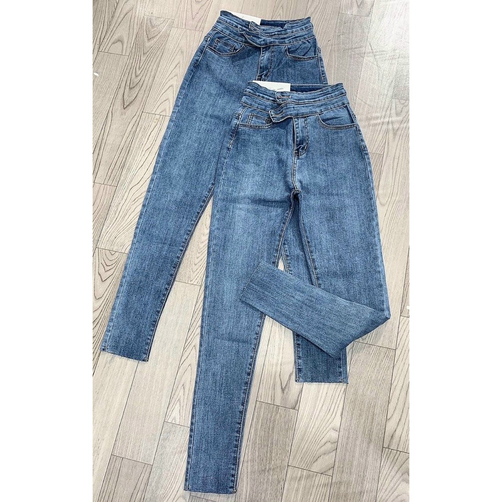 QUẦN JEANS SKINNY CO GIÃN XANH - CẠP CAO ÔM BODY HOT GIRL - QUẦN BÒ DÀI TRƠN BASIC 26