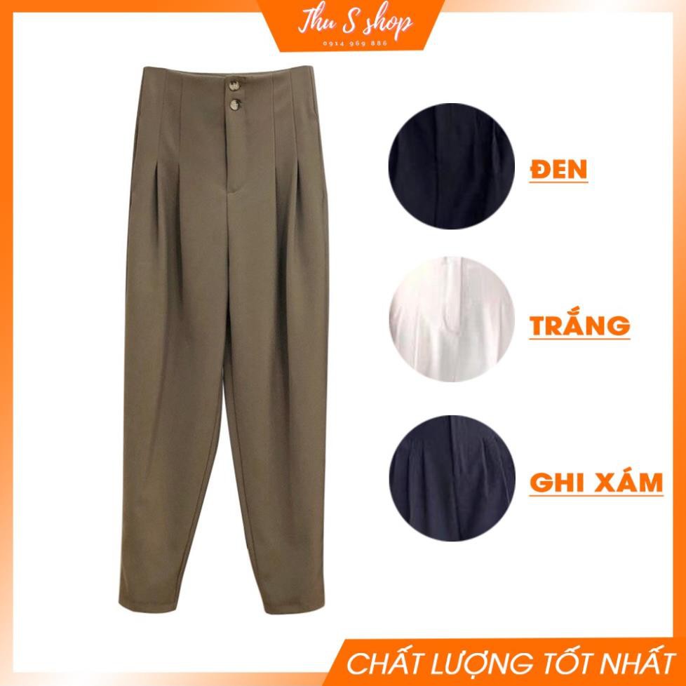 Quần Baggy lưng cao 2 khuy mẫu mới, Quần tây ống rộng THUS vải mềm cao cấp  ྇