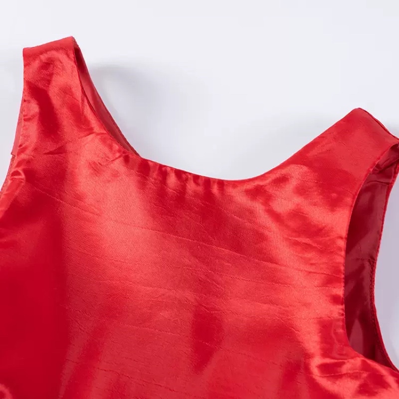 Đầm xoè đỏ bé gái HM voan phối satin sang chảnh