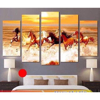Bộ 5 tranh treo tường Tráng Gương Mã Đáo Thành Công siêu sang cỡ 90x150cm