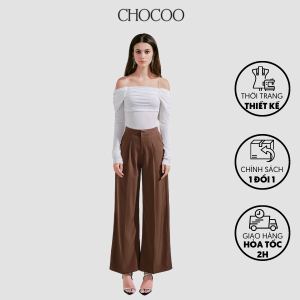 Quần ống suông CHOCOO Fabi Pant thiết kế vải siêu len màu nâu tây sang trọng