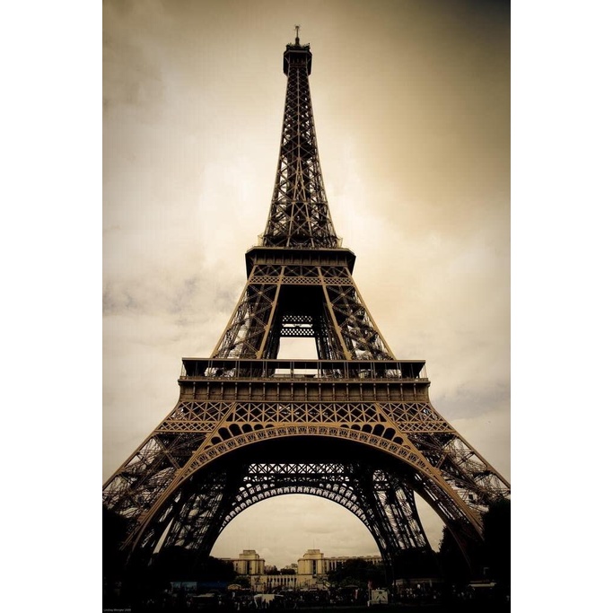 Áp Phích Treo Tường In Hình Tháp Eiffel Paris Pháp Sepia Nghệ Thuật