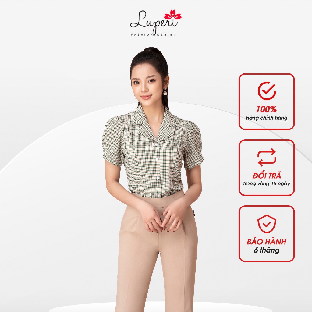 Áo Sơ Mi Thiết Kế Nữ Cao Cấp LUPERI Dáng Suông, Họa Tiết Kẻ Sọc, Cổ Bẻ, Phù Hợp Với Nhiều Loại Trang Phục LFSM1216