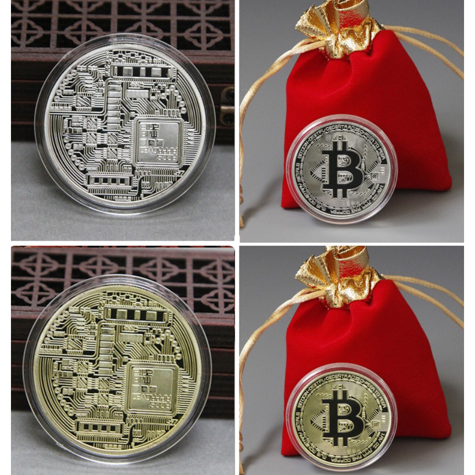 Đồng Xu Bitcoin Mạ Vàng / Bạc Độc Đáo