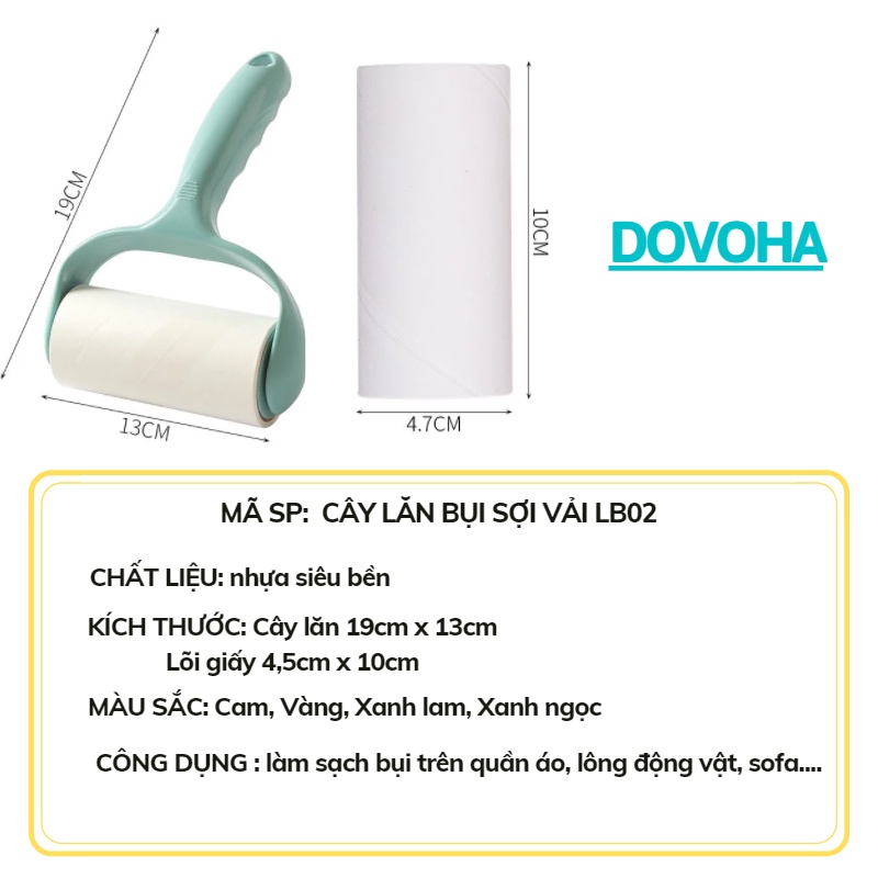 Cây lăn bụi quần áo sợi vải chăn mền ga giường lông động vật đa năng siêu dính DOVOHA LB02