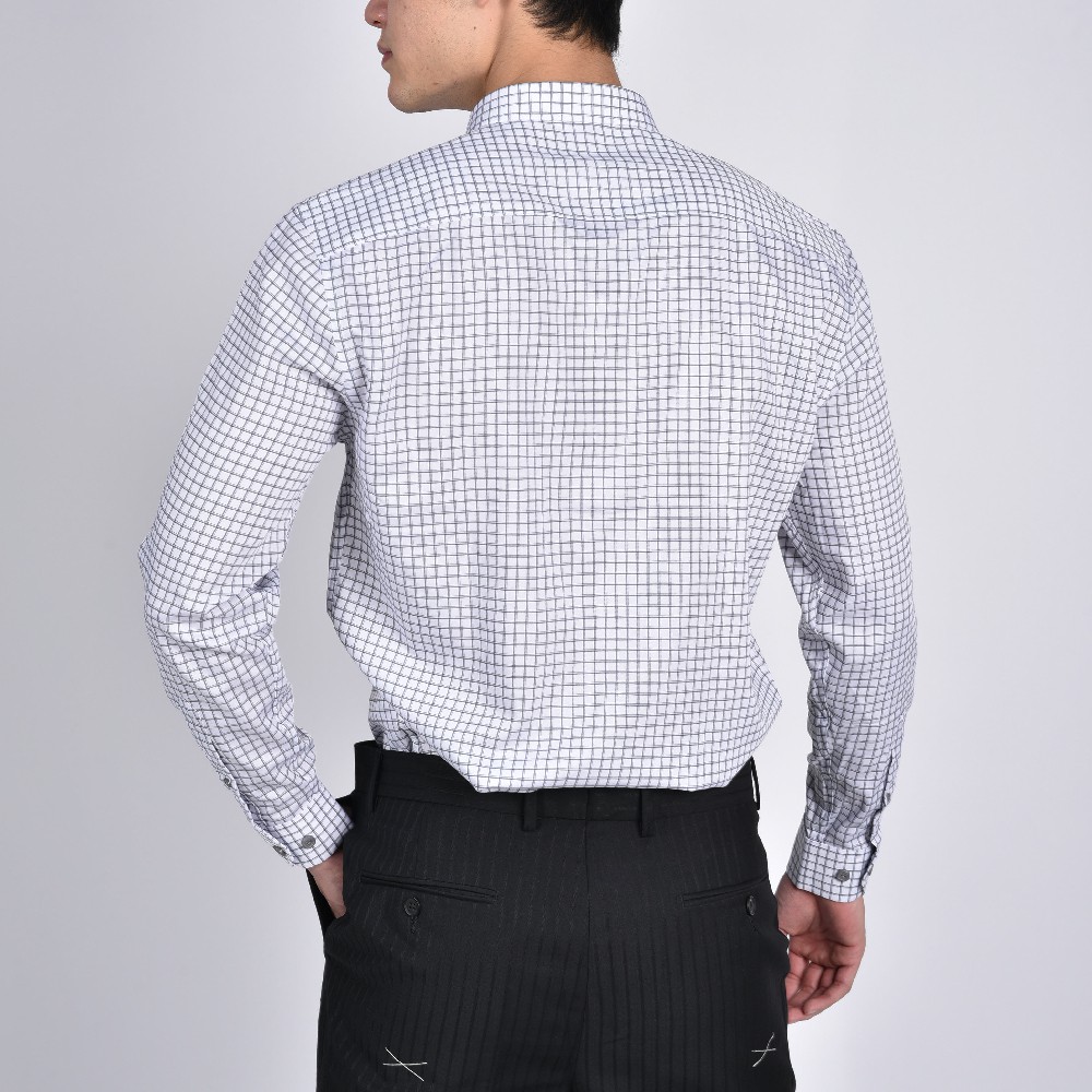 Áo Sơ Mi Nam Tay Dài Owen AR21049DT Dáng Regular Fit Màu Kẻ Caro Xám Xanh Nhạt Vải Sợi Tre