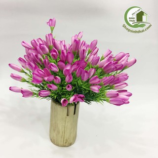 Bụi hoa tulip nhí màu hồng - hoa giả cao cấp