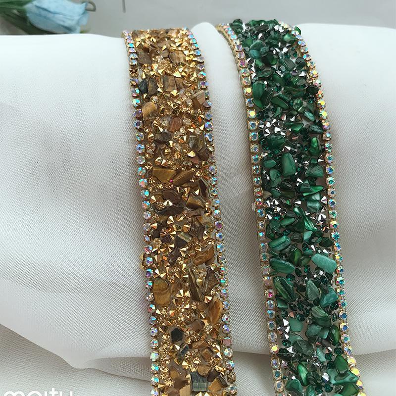 Phụ Kiện Trang Trí Mũ / Váy Cưới Bằng Ren Đính Đá Quý Và Dây Xích Kích Thước Hot DIY