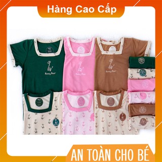 [Hàng cao cấp HRNEE] Bộ bamboo Hươu, cổ vuông cộc tay, quần đùi - Quần áo  trẻ em không đường may