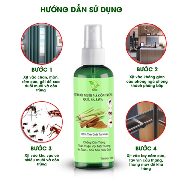 Chai xịt tinh dầu đuổi muỗi và côn trùng 100ml hương sả quế, hiệu quả, an toàn, tiết kiệm.