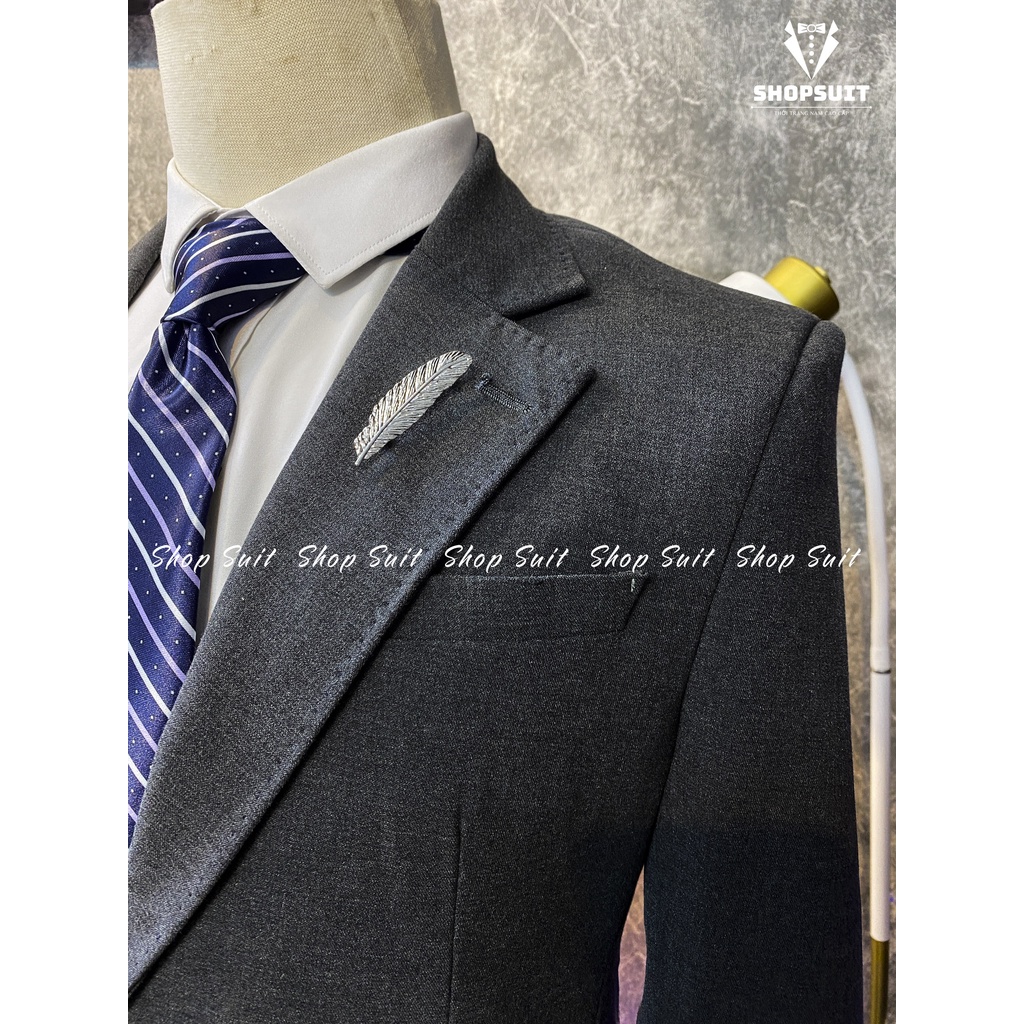 Bộ Vest Comlê màu xám 2 cúc from dáng lịch sự, lịch lãm, sang trọng