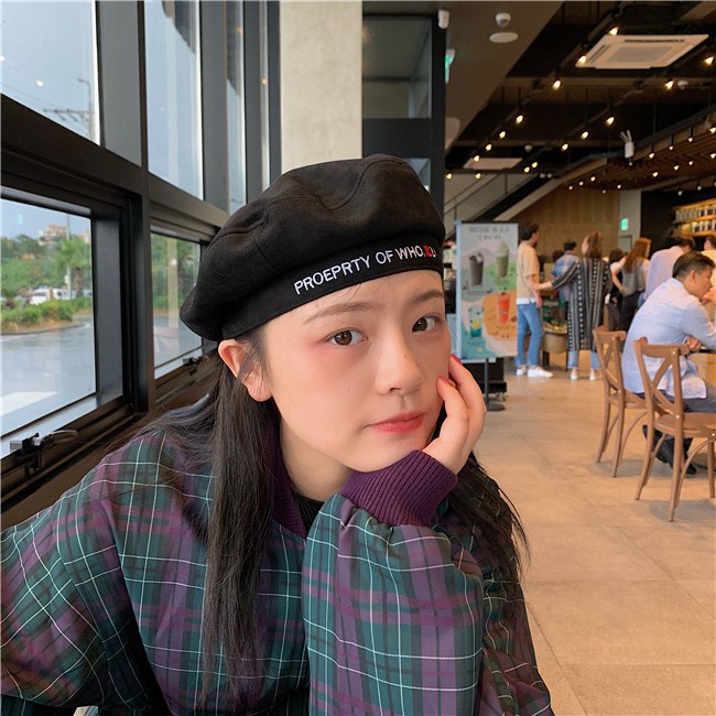 Nón Beret Thêu Chữ Thời Trang Dành Cho Nữ
