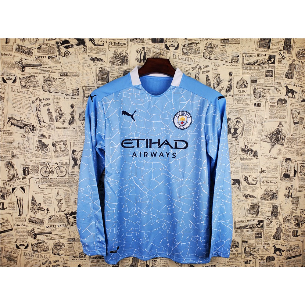 Áo Thun Đá Banh Dài Tay Size S-2Xl Đội Manchester City 2020 / 21