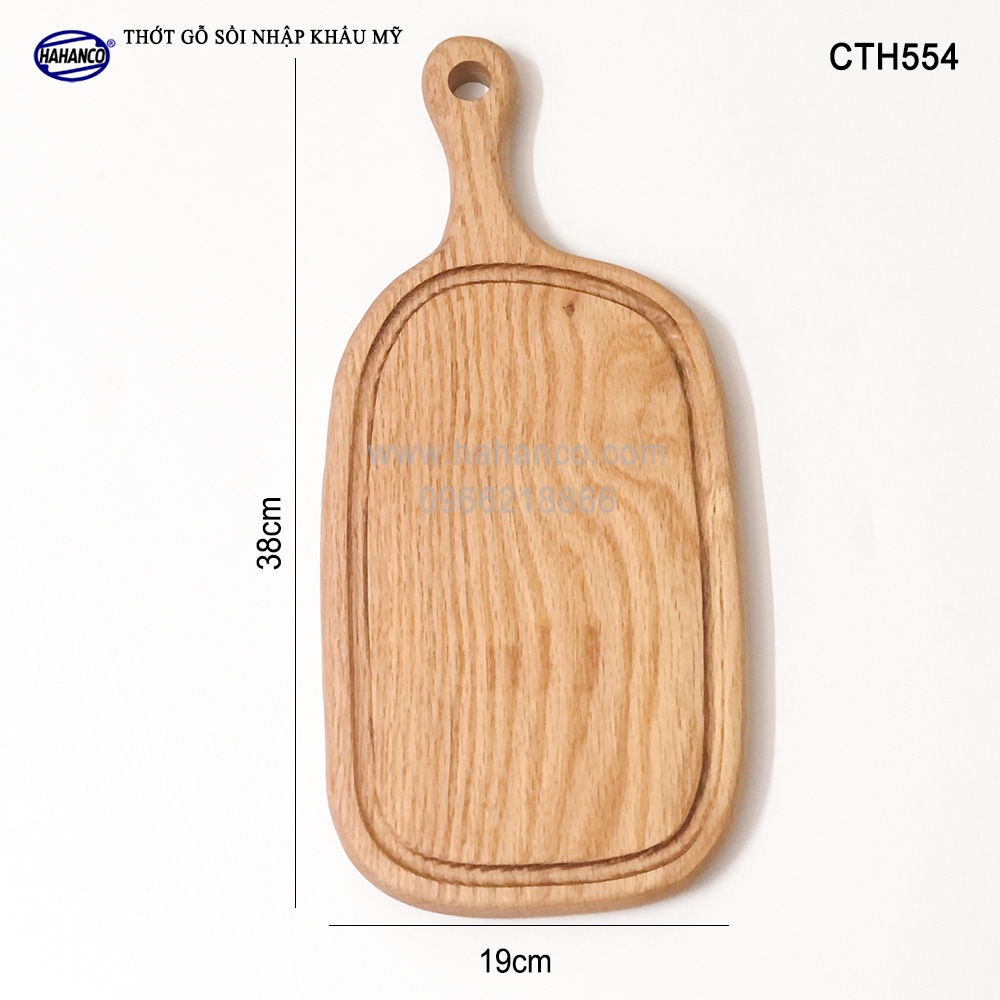 Thớt gỗ Sồi Mỹ (OAK) có tay cầm - khay bánh/trái cây/ bít tết/pizza/phụ kiện ảnh - CTH554