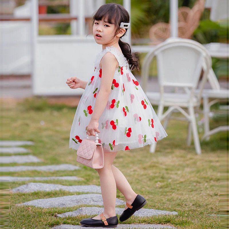 Đầm Xòe Công Chúa Thêu Hoa Thời Trang Cho Bé