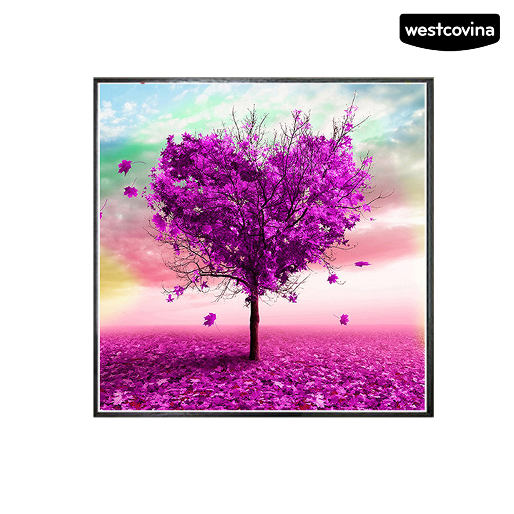 Tranh Đính Đá Tự Làm 35x35cm Hình Cây Trái Tim