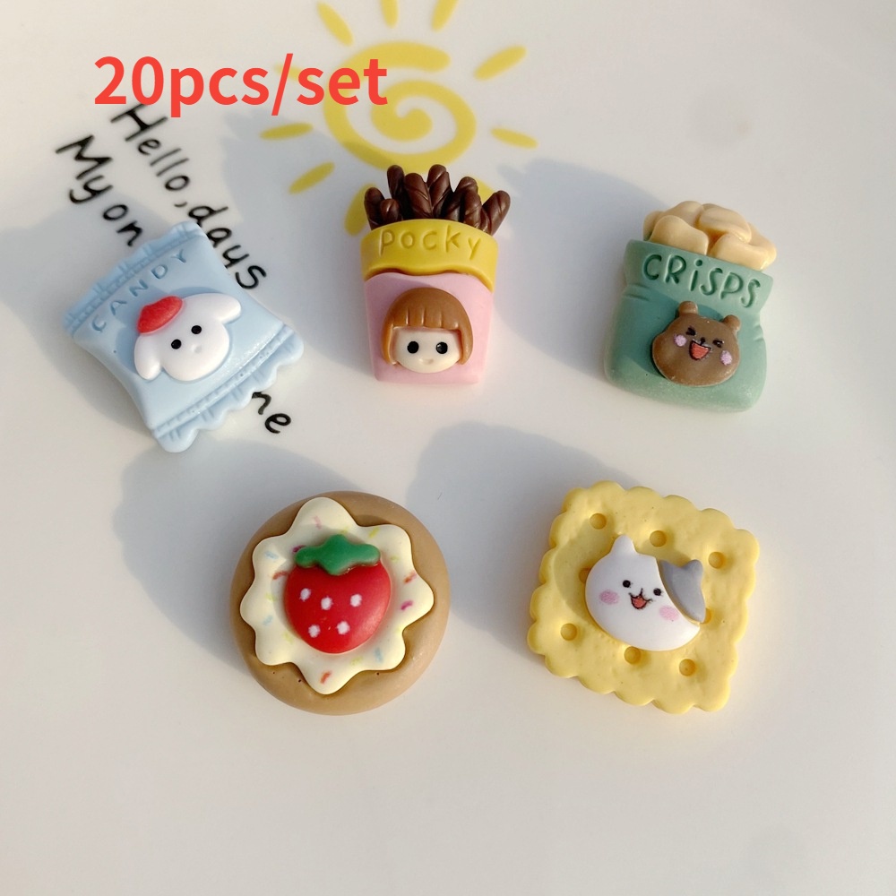 Set 20 Kẹp Tóc Hình Bánh Donut/Bánh Donut/Kẹo Hoạt Hình Dễ Thương Trang Trí Điện Thoại
