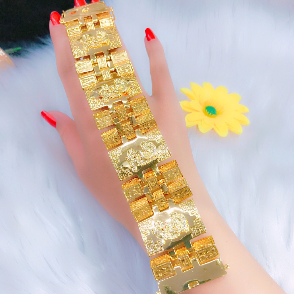 Lắc tay nam chạm bảng lớn mạ vàng 24k EKP4113