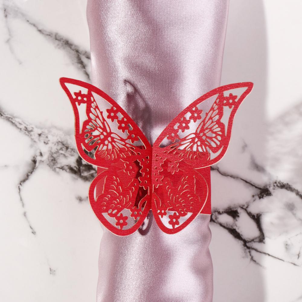 Set 10 Vòng Giấy Quấn Khăn Ăn Họa Tiết Bươm Bướm Tiện Dụng Cho Nhà Bếp