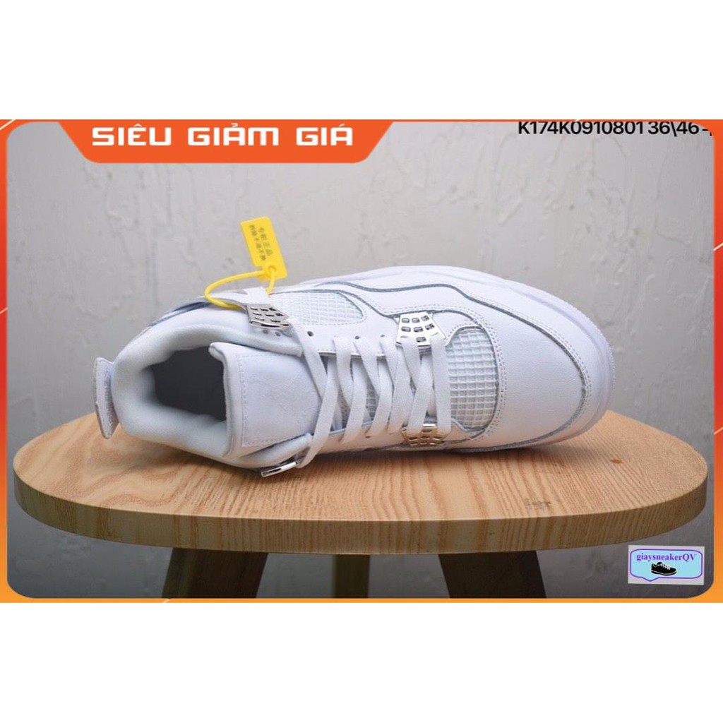 ( Ảnh thật ) Giày thể thao AIR JORDAN 4 Retro Pure money full trắng siêu đẹp cho nam và nữ siêu đẹp