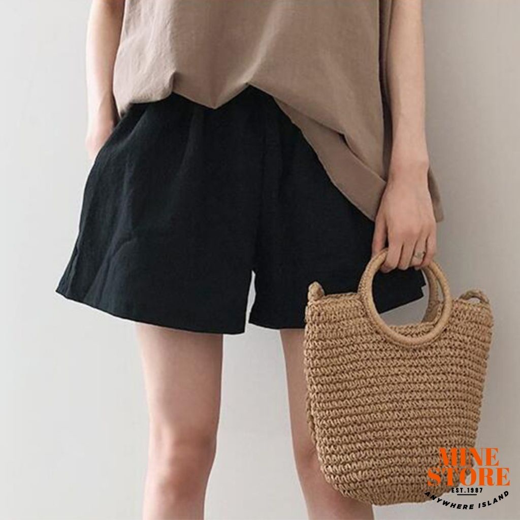 Quần short nữ quần đũi cạp chun chất vải mềm mát nhẹ nhàng cho Mùa hè thoải mái vận động Mine_store PS133