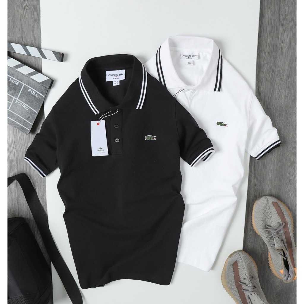 Aó polo lacoste SPORT Striped Sleeves PL1 made in cambodia