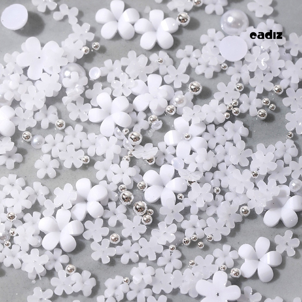 [Hàng mới về] Hộp phụ kiện hình hoa mini màu trắng bằng resin trang trí móng tay nghệ thuật