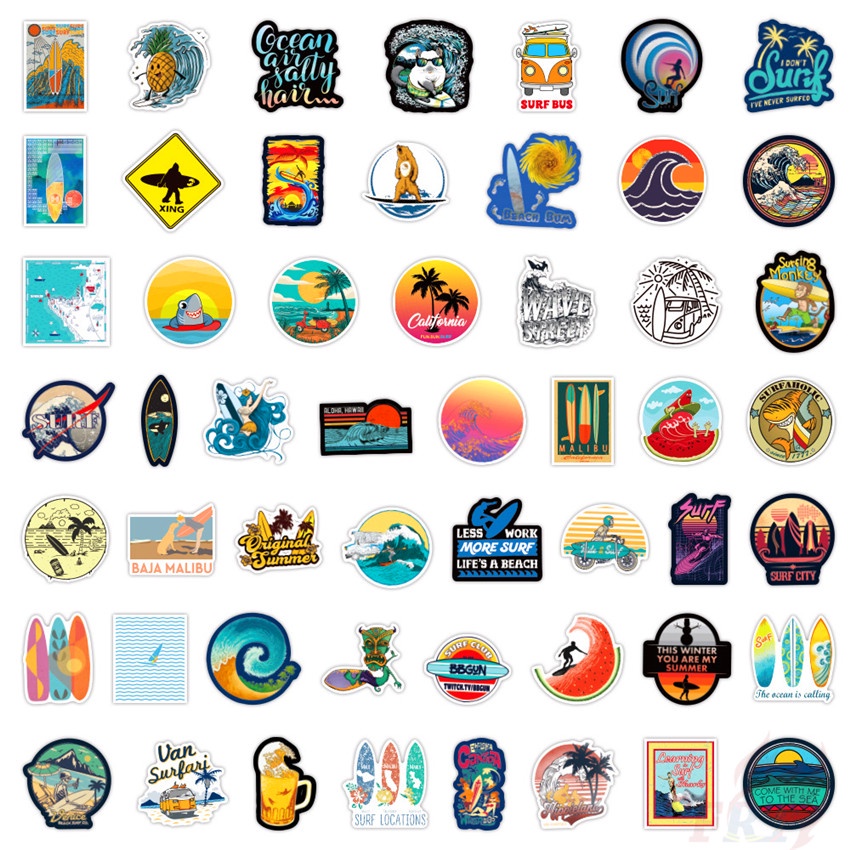 100Pcs/Set ❉ Summer Surfing Series B Stickers ❉ DIY Fashion Waterproof Mixed Luggage Laptop Skateboard Doodle Stickers