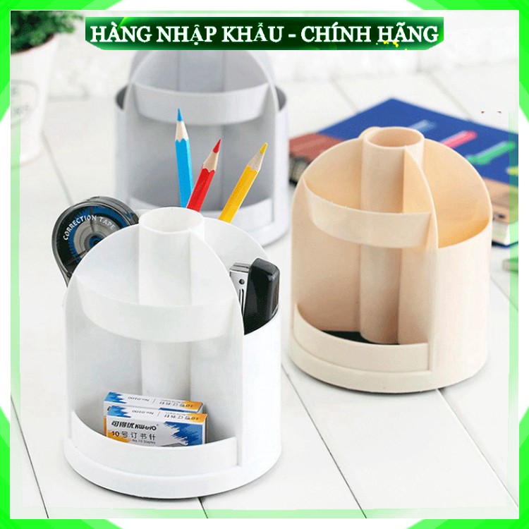 [Hàng Cao Cấp - 1 Đổi 1] Hộp đựng bút để bàn 7 ngăn có xoay tròn , khay đựng đồ dùng học tập văn phòng bằng nhựa cao cấp