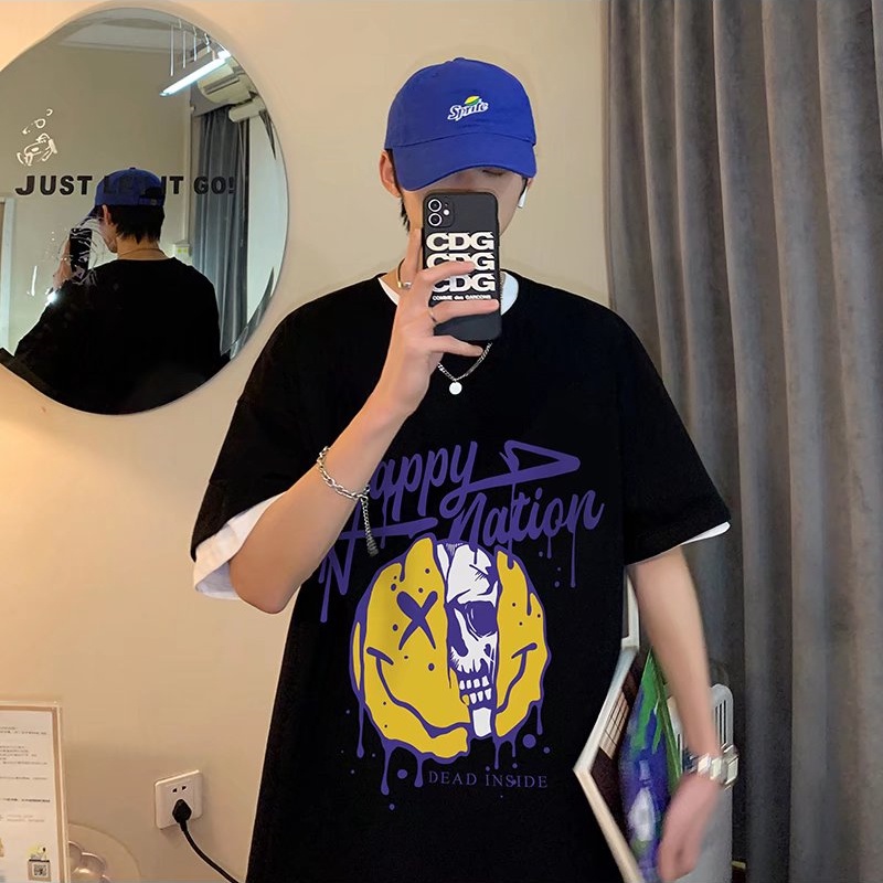 Áo Thun Tay Ngắn Dáng Rộng In Họa Tiết Hoạt Hình Phong Cách Hip Hop Hàn Quốc Thời Trang Mùa Hè Cho Nam Và Nữ size M-5XL