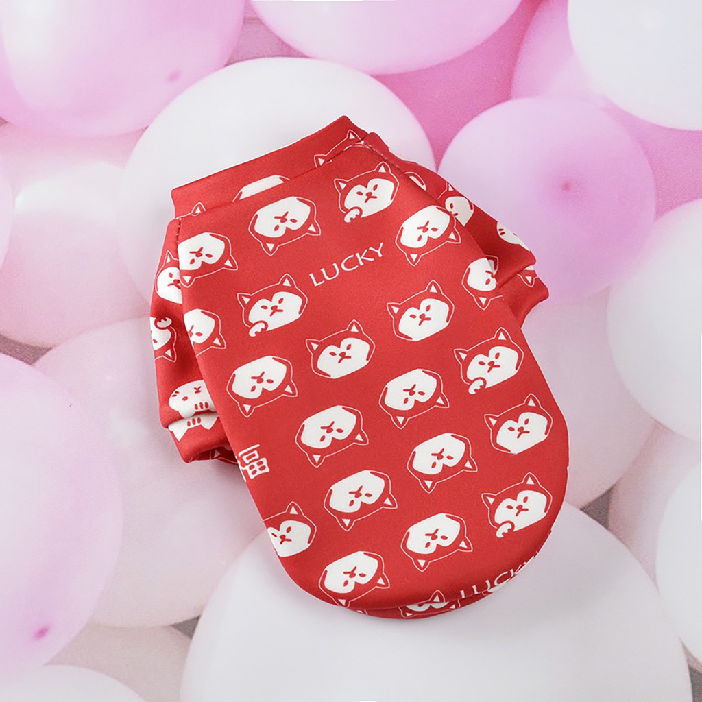 Áo Cotton Cổ Tròn In Họa Tiết Hoạt Hình Đáng Yêu Cho Thú Cưng