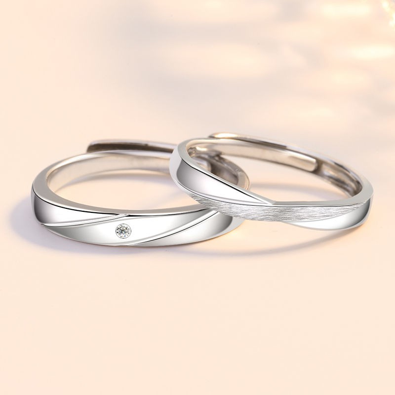 Nhẫn kim cương 925 có thể điều chỉnh cho các cặp đôi nam nữ khi mở giấy chứng nhận, cầu hôn quà tặng ngày của cô g