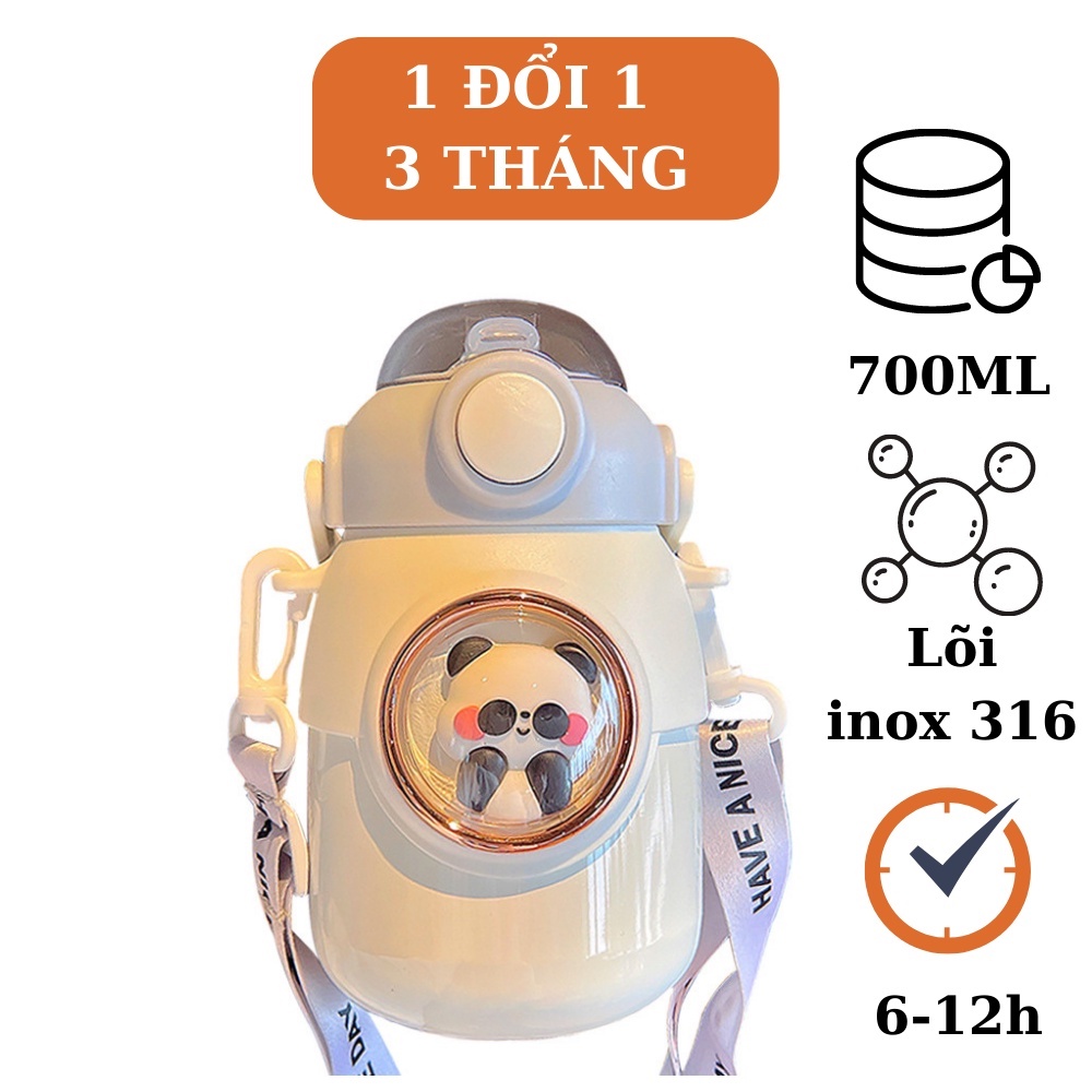 Bình đựng nước giữ nhiệt cute lõi inox 316 TiLoKi TGM01 dung tích 700ml - Bình giữ nhiệt cute - Ly giữ nhiệt dễ thương