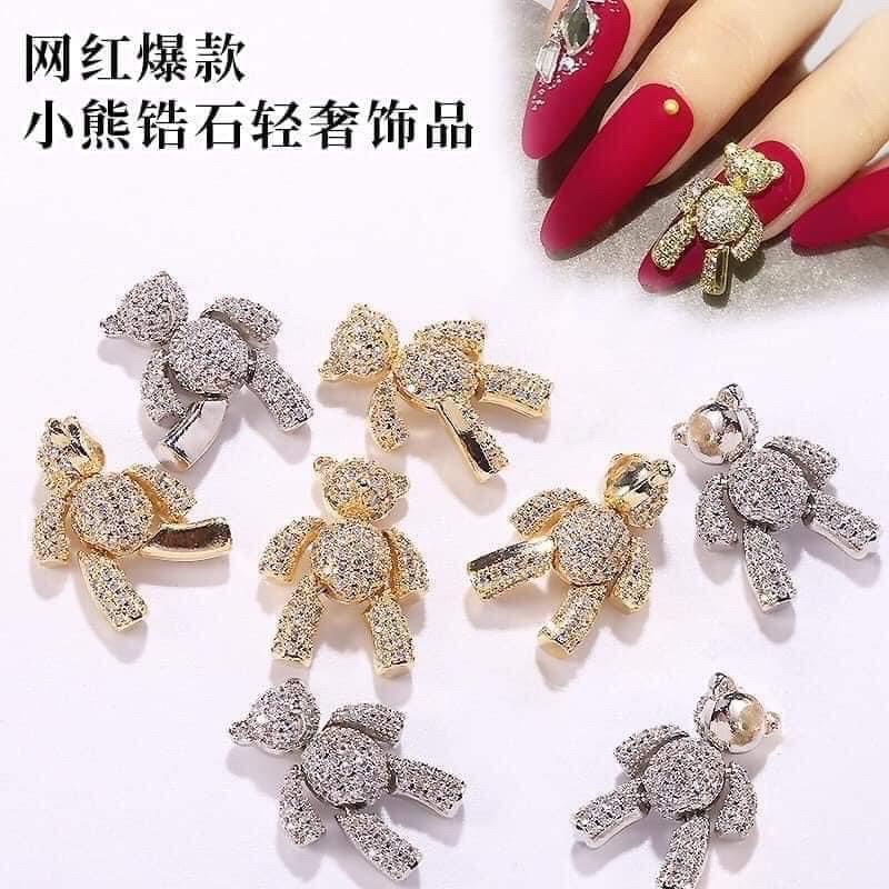 Charm gấu trang trí móng tay, charm đá nail cao cấp [Thanh Vy Nail]