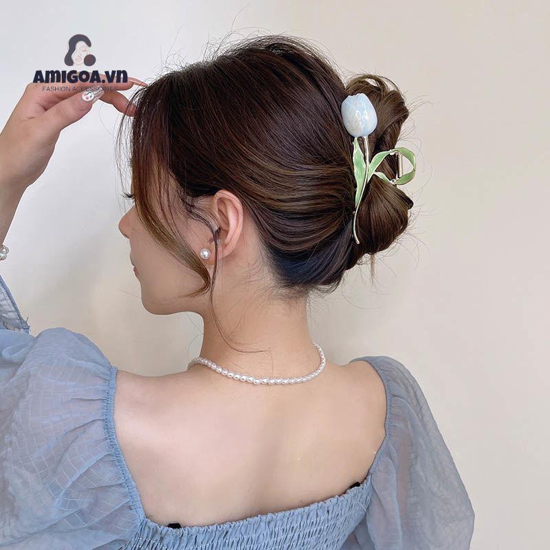 Kẹp Tóc Hoa Tulip Bằng Kim Loại Chất Lượng Cao Cho Nữ