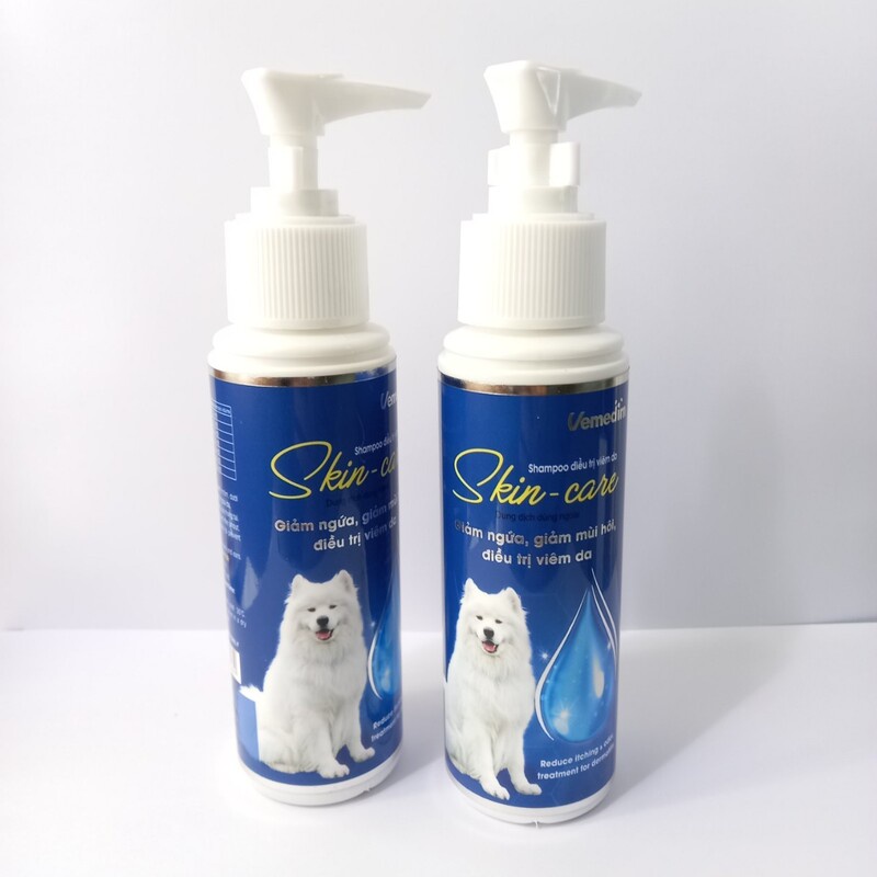 Sữa tắm trị nấm da viêm nang lông viêm da cho chó mèo SkinCare giảm ngứa da khử mùi hôi hết rụng lông gẫy lông chai120ml