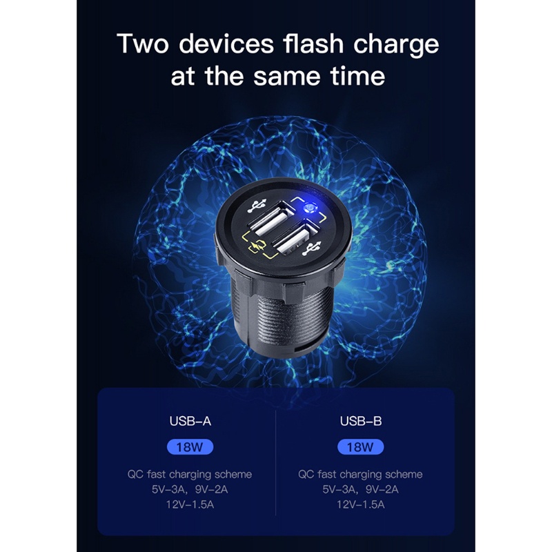 Ổ Cắm Sạc 4 Vị Trí On / off Kèm Công Tắc Vôn Kế USB Chuyên Dụng Cho Xe Tải / Tàu Thuyền RV