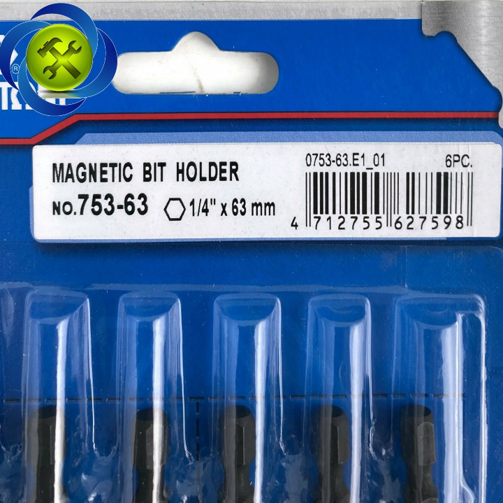 Đầu nối mũi vít Kingtony 753-63 loại 1/4 dài 63mm (Vỉ/6 cây)