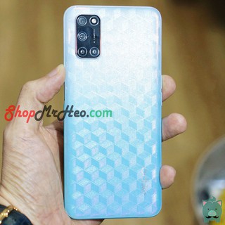 Skin dán mặt sau lưng vân 3d oppo a52 - a92 - carbon, hình hộp, nhám, vân da