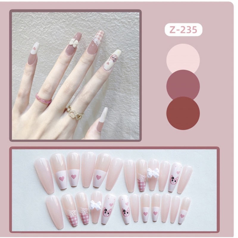 Sét 24 móng giả gắn móng nailbook(tặng kèm keo +dũa mini)