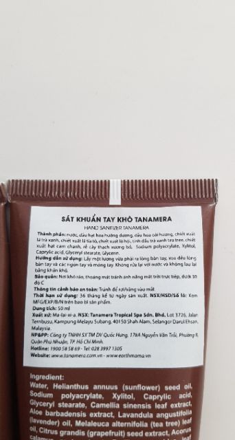 Nước rửa tay khô / sát khuẩn tay khô Tanamera