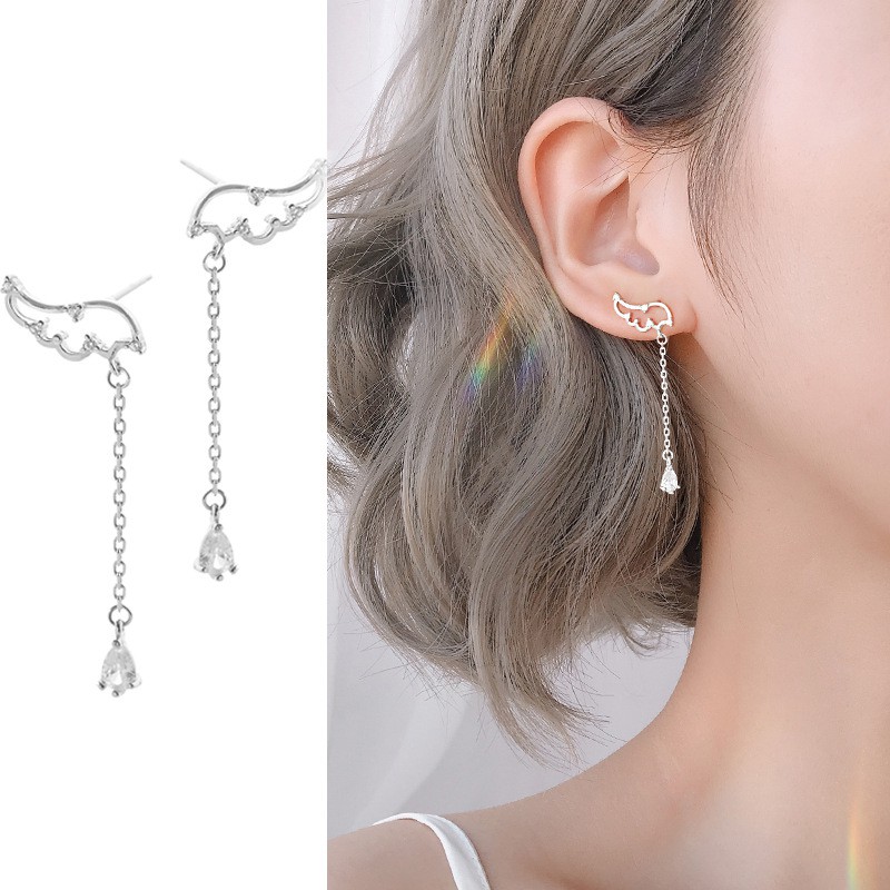 Bông tai bạc 925 pha lê gắn hình đôi cánh thời trang cho nữ ANTA Jewelry - ATJ3439